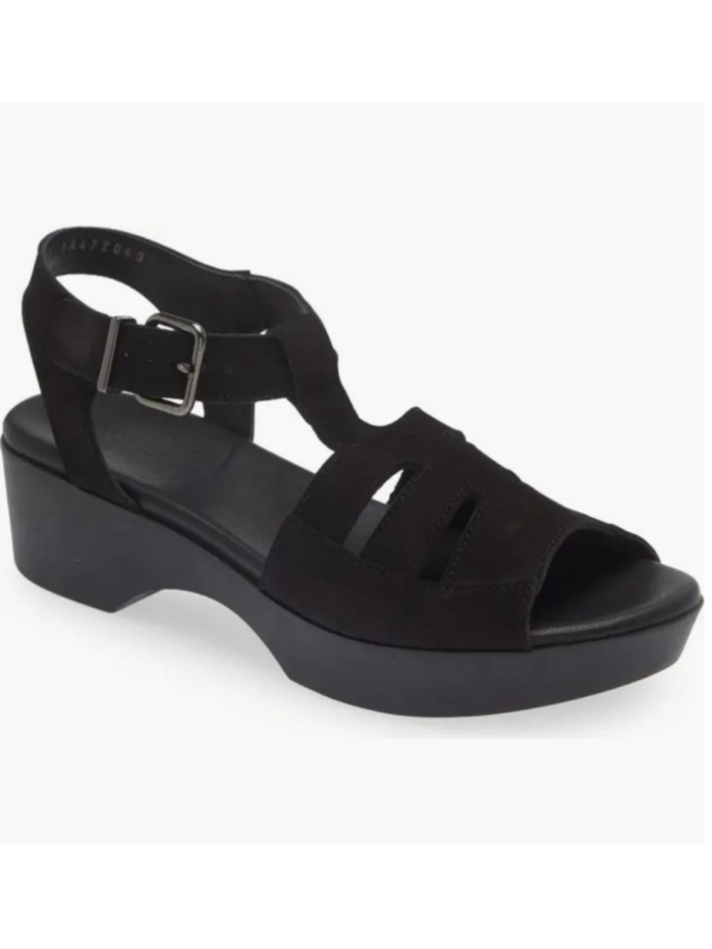 ARCHE Kimloo Platform Sandals Black Nubuck Leather Slingback Size 39 8
